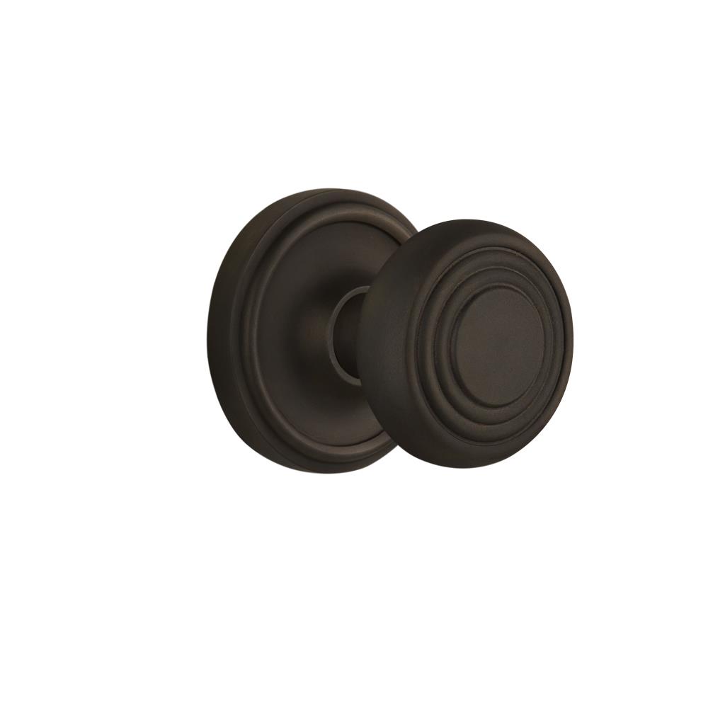 Nostalgic Warehouse CLADEC Complete Passage Set Without Keyhole Classic Rosette with Deco Knob in Oil-Rubbed Bronze